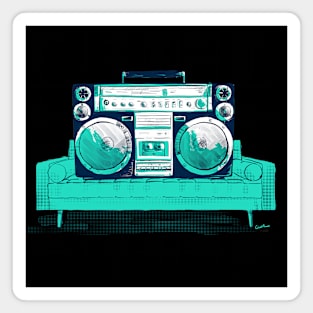 Big Boom Box on Couch – Retro Hip Hop Magnet